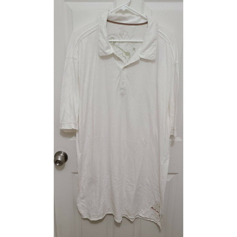 Margaritaville Mens Short Sleeve Polo Shirt 100% Cotton Solid White Sz 2XL Tall